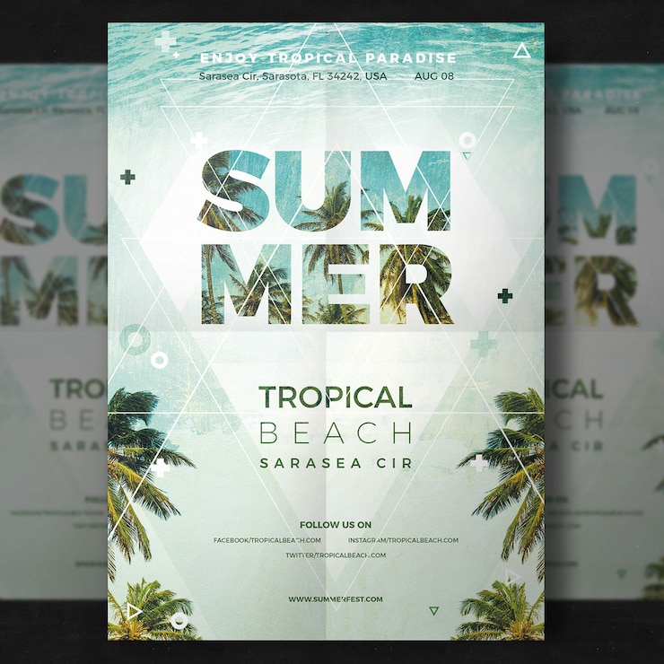 PSD gratuit party flyer d'été