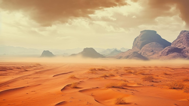 PSD gratuit paysage désertique avec une tempête de sable generative ai
