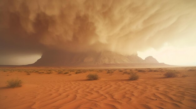 PSD gratuit paysage désertique avec une tempête de sable generative ai