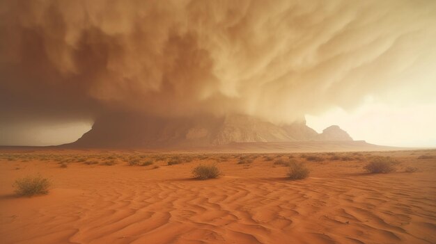 Paysage Désertique Avec Une Tempête De Sable Generative Ai