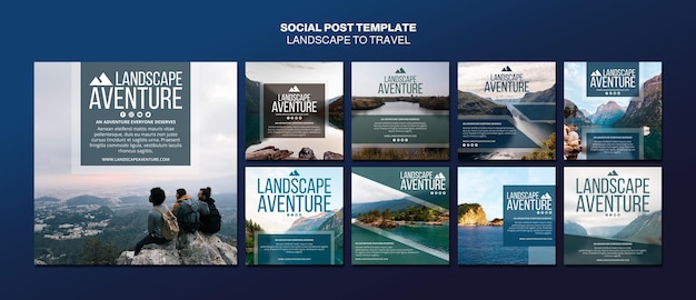 PSD gratuit paysage pour le modèle de publication de médias sociaux de concept de voyage