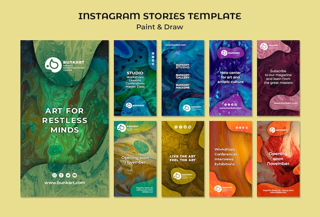 PSD gratuit peindre et dessiner des histoires instagram