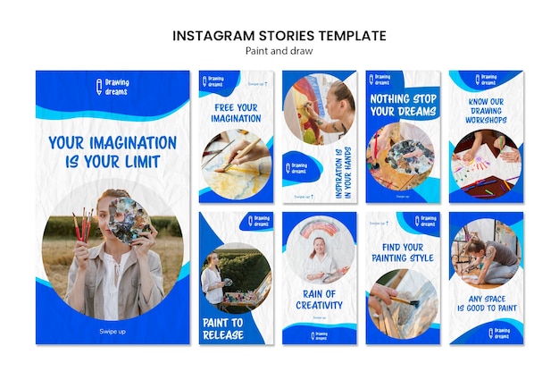 PSD gratuit peindre et dessiner un modèle d'histoires instagram