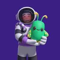 PSD gratuit un personnage d'astronaute en 3d.