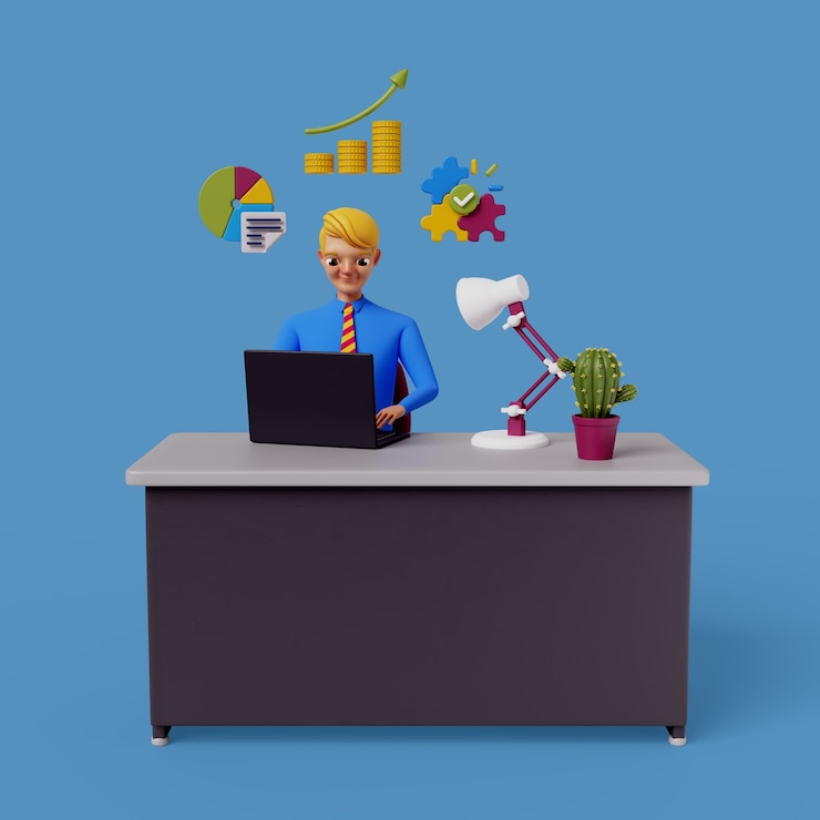 PSD gratuit un personnage d'homme d'affaires en 3d.