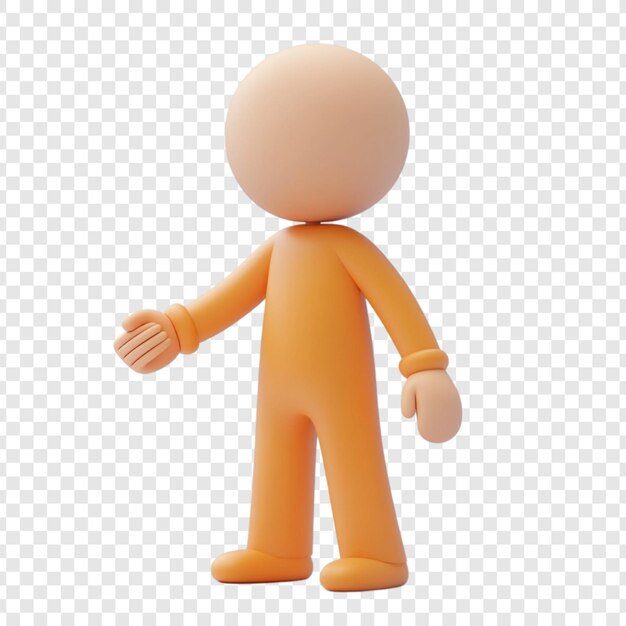 Un personnage orange sympathique offrant un accueil chaleureux invitant à l'interaction un modèle 3D ludique