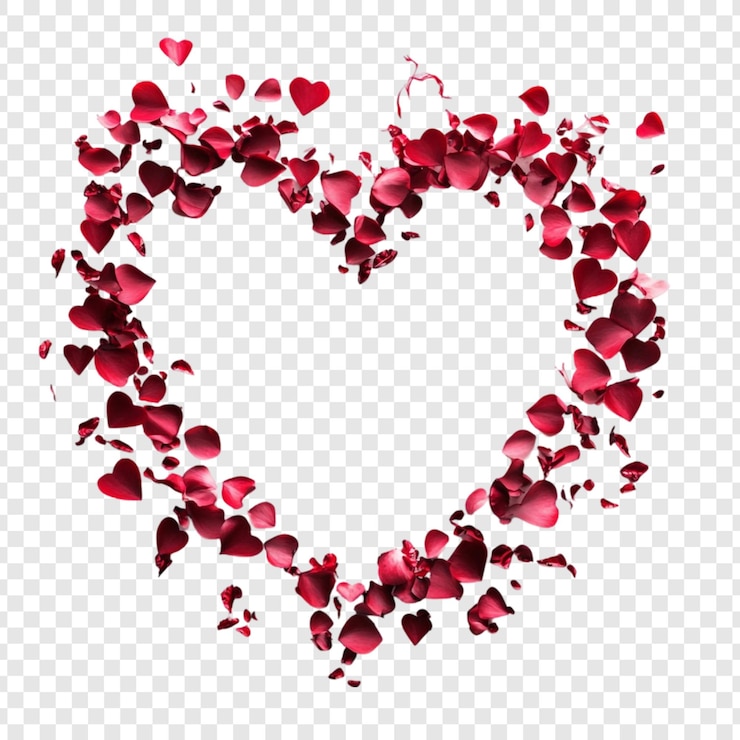 PSD gratuit pétales de rose romantique en forme de cœur