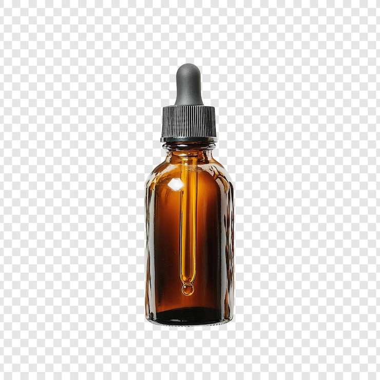 PSD gratuit photographie de produit de bouteille de verre à goutte à goutte en ambre