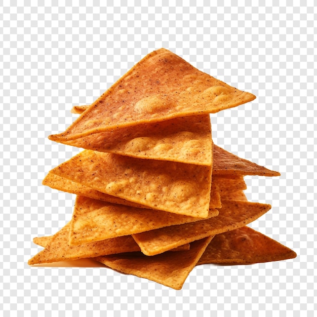 Une Pile De Chips De Tortilla Au Chili Isolée Sur Un Fond Transparent