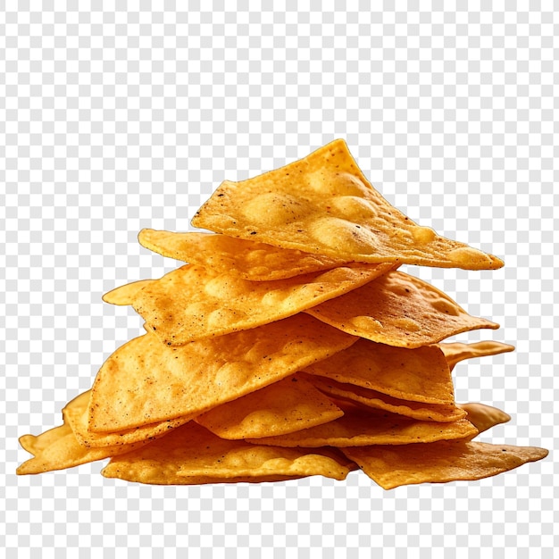 Une Pile De Chips De Tortilla Au Chili Isolée Sur Un Fond Transparent