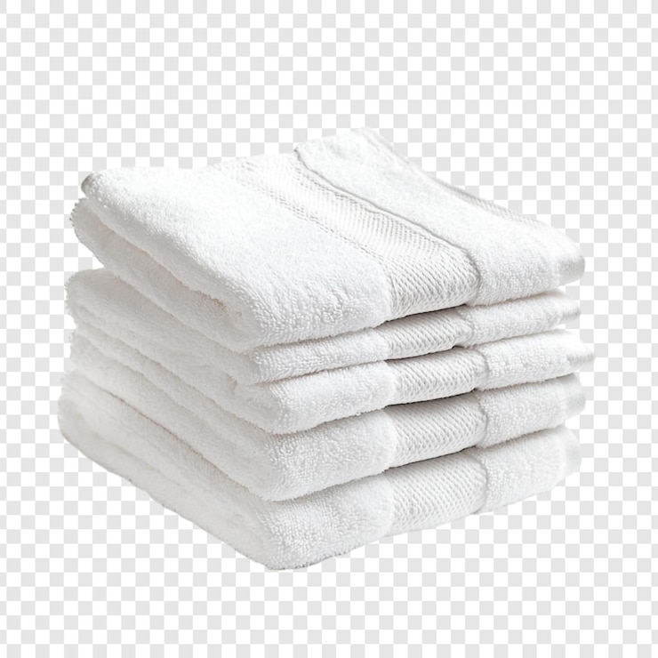 PSD gratuit une pile de serviettes blanches fraîches, de linge de bain doux et moelleux
