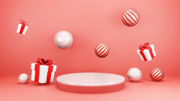 PSD gratuit placement de produits présentation podium cadeaux de noël stand cadeaux rendu 3d abstrait