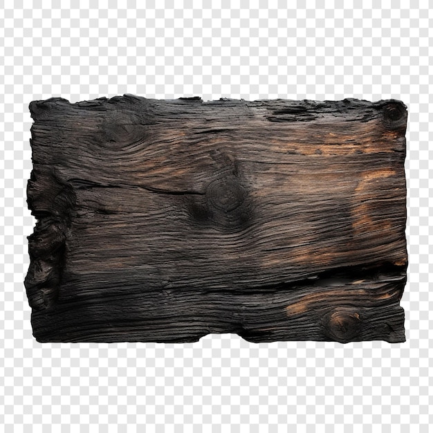 PSD gratuit planche de bois brûlée isolée sur un fond transparent