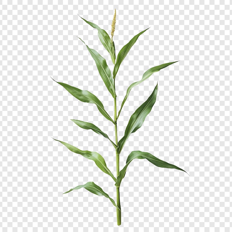 PSD gratuit une plante de maïs verte et vibrante en gros plan