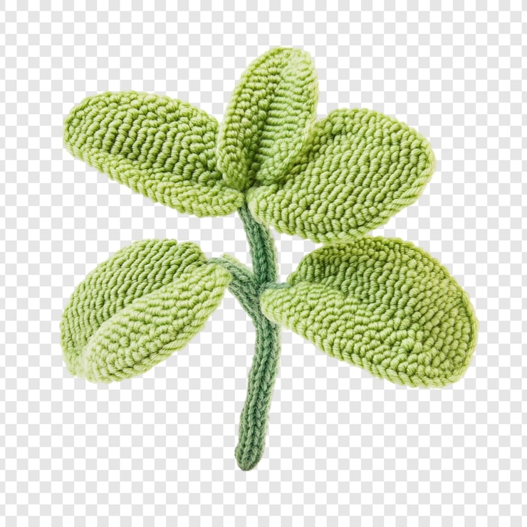 PSD gratuit plante verte crochetée à la main en gros plan détaillé