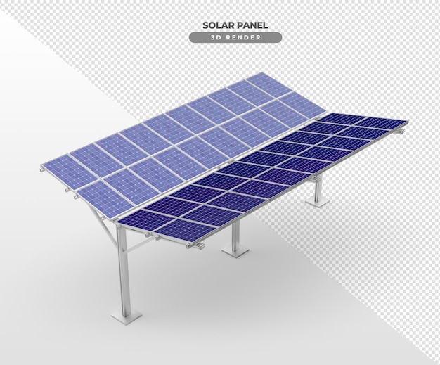 Plaques d'énergie solaire au format de stationnement de véhicules en rendu réaliste 3d