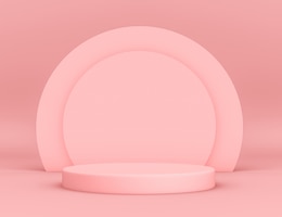 PSD gratuit podium rose géométrique 3d pour le placement de produit avec fond circulaire et couleur modifiable