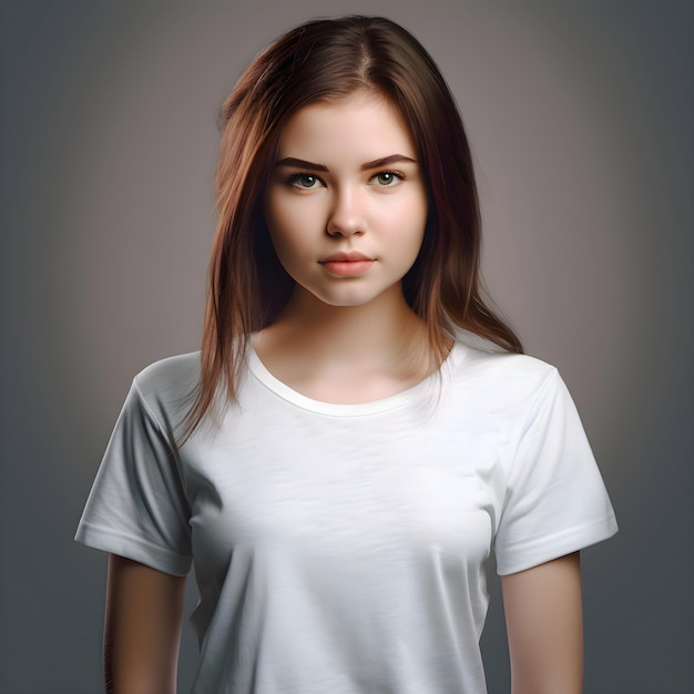 PSD gratuit portrait d'une belle jeune femme en chemise blanche