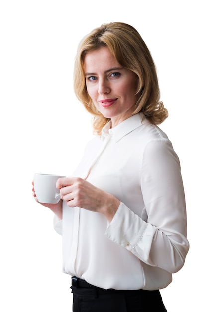 PSD gratuit portrait de femme avec une tasse de café