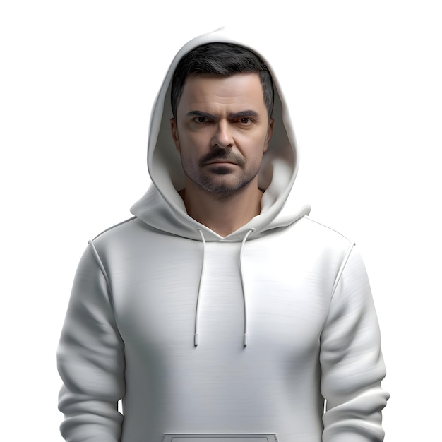 PSD gratuit portrait d'un homme dans un sweat-shirt blanc sur un fond blanc