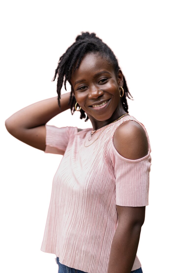 PSD gratuit portrait de jeune femme avec une coiffure afro dreadlocks