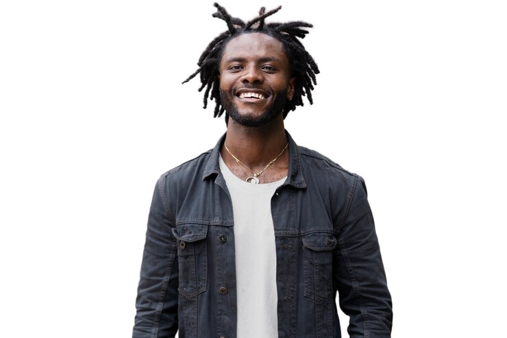 PSD gratuit portrait de jeune homme avec une coiffure afro dreadlocks