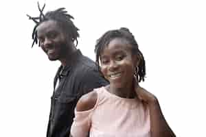 PSD gratuit portrait de jeune homme et femme avec une coiffure afro dreadlocks