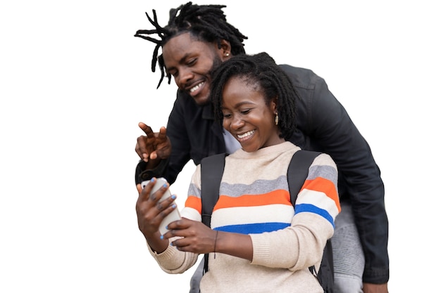 PSD gratuit portrait de jeune homme et femme avec une coiffure afro dreadlocks