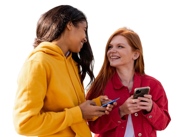 Portrait De Jeunes Adolescentes Avec Smartphone