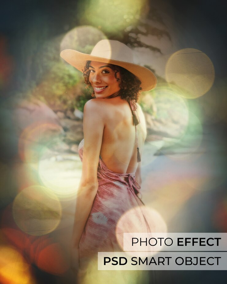 PSD gratuit portrait de personne avec effet bokeh