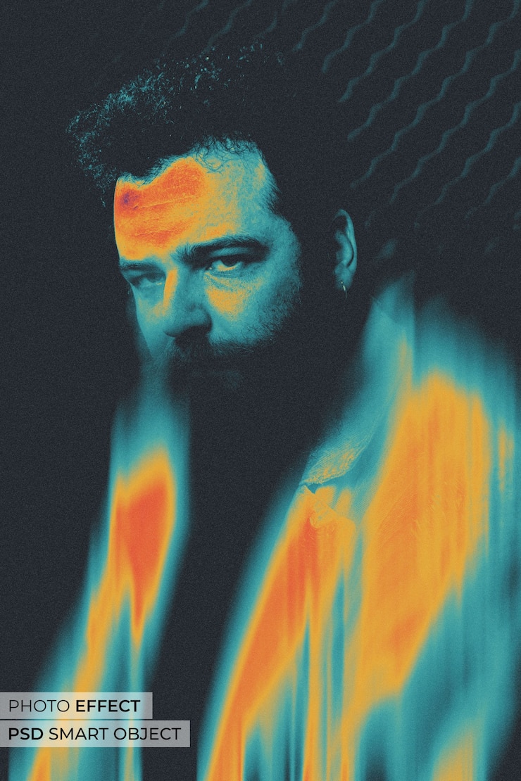 PSD gratuit portrait d'une personne avec un effet de couleur déplacé