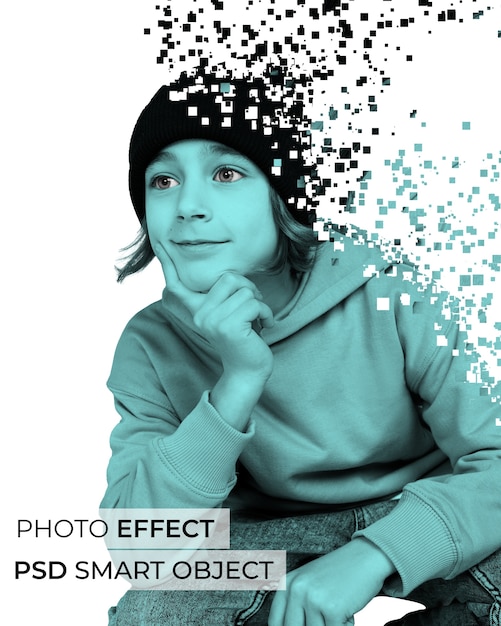 Portrait De Personne Avec Effet De Dispersion De Pixels