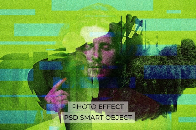 PSD gratuit portrait de personne avec effet de double exposition