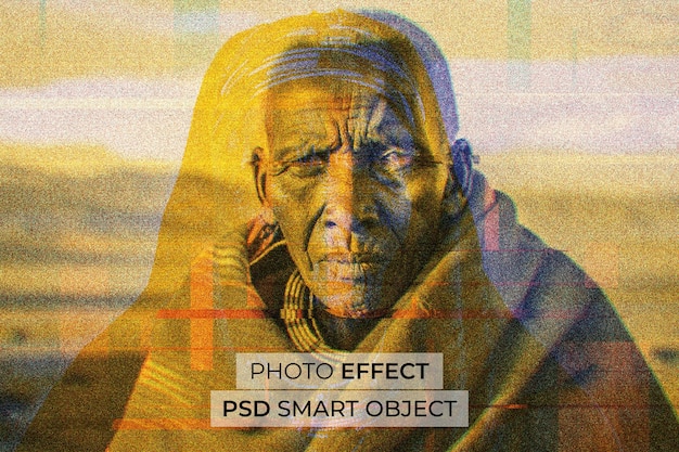 PSD gratuit portrait de personne avec effet de double exposition