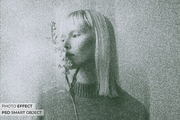 Portrait d'une personne avec des lignes de balayage de taches