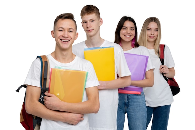 PSD gratuit portrait en studio de jeunes adolescents étudiants