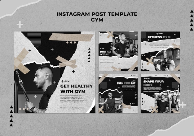 PSD gratuit post instagram de gym de texture de papier