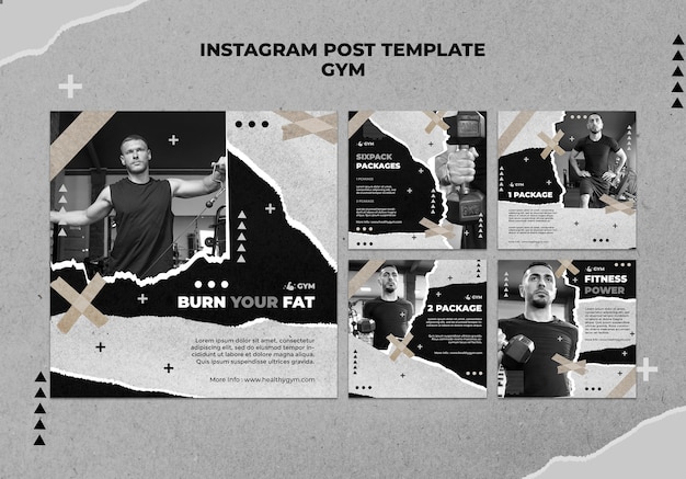 Post instagram de gym de texture de papier