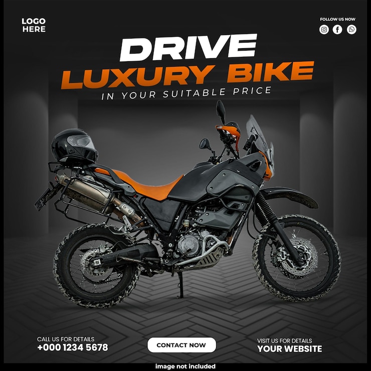 PSD gratuit une post sur instagram sur les réseaux sociaux de motos