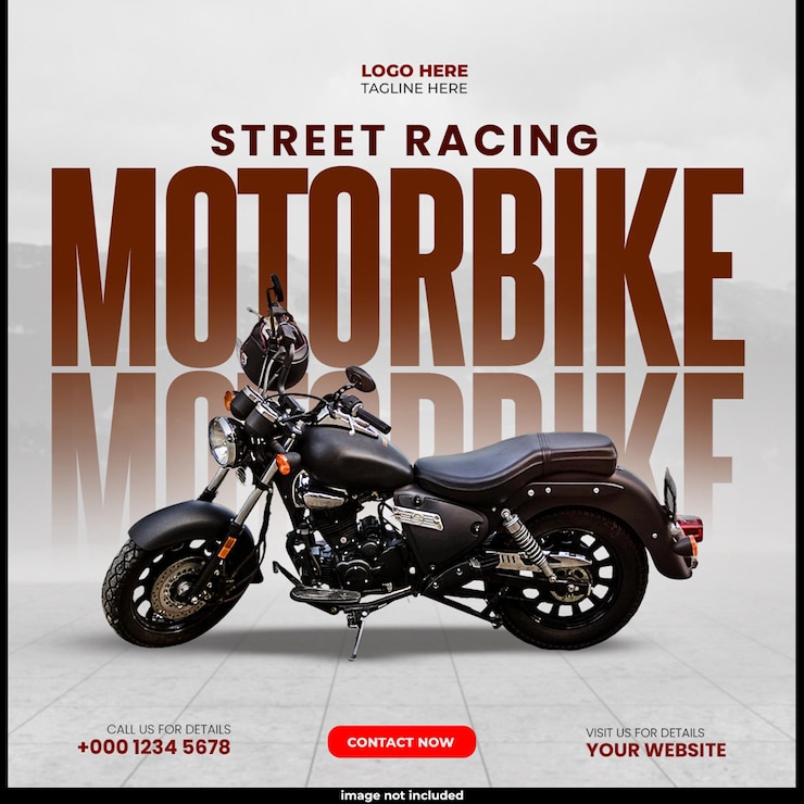PSD gratuit une post sur instagram sur les réseaux sociaux de motos