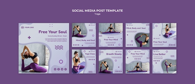 PSD gratuit post de médias sociaux de concept de yoga