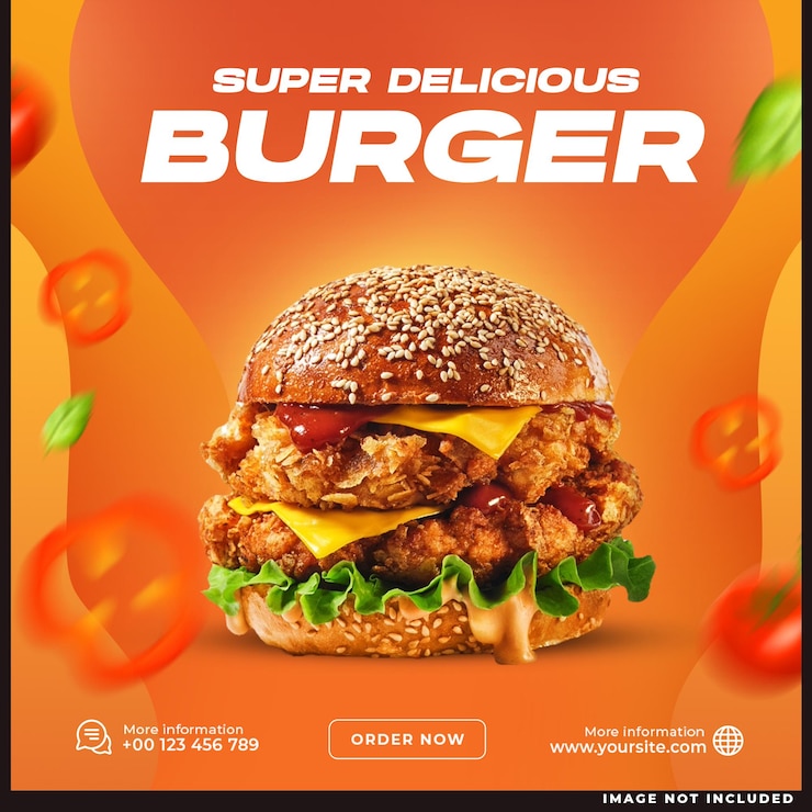 PSD gratuit un post sur les réseaux sociaux de super delicious burger