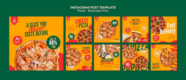 PSD gratuit poste instagram de nourriture design plat