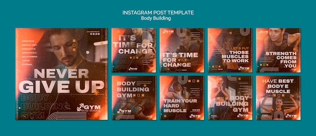 PSD gratuit postes instagram d'entraînement de musculation