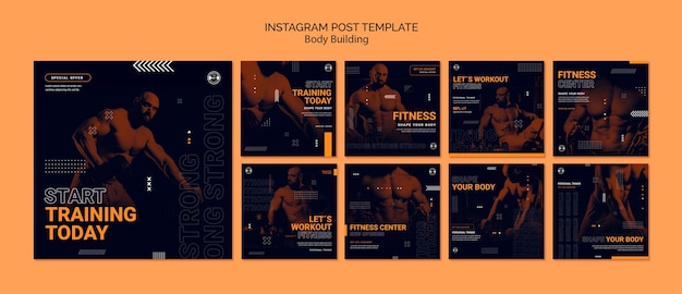 PSD gratuit postes instagram de formation de musculation