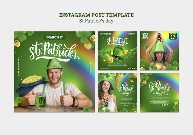 PSD gratuit les posts de la célébration de la fête de saint patrick sur instagram