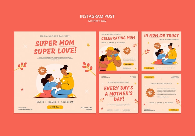 PSD gratuit les posts de la fête de la mère sur instagram