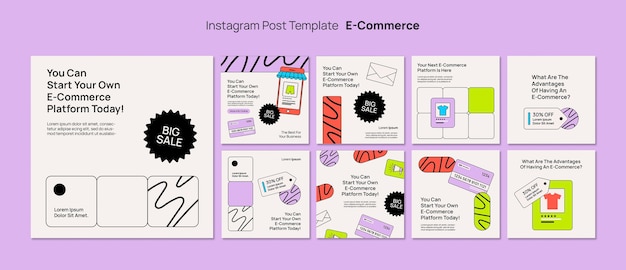 PSD gratuit des posts d'instagram de commerce électronique à la conception plate