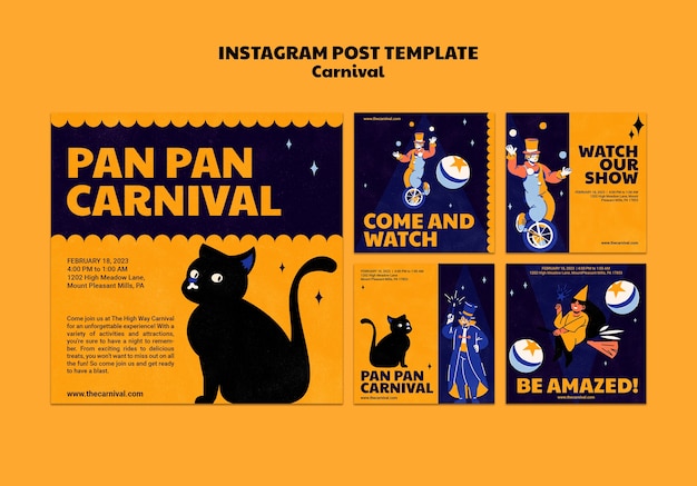 PSD gratuit posts instagram du carnaval