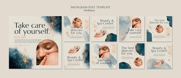 PSD gratuit posts sur instagram du centre de beauté et de spa